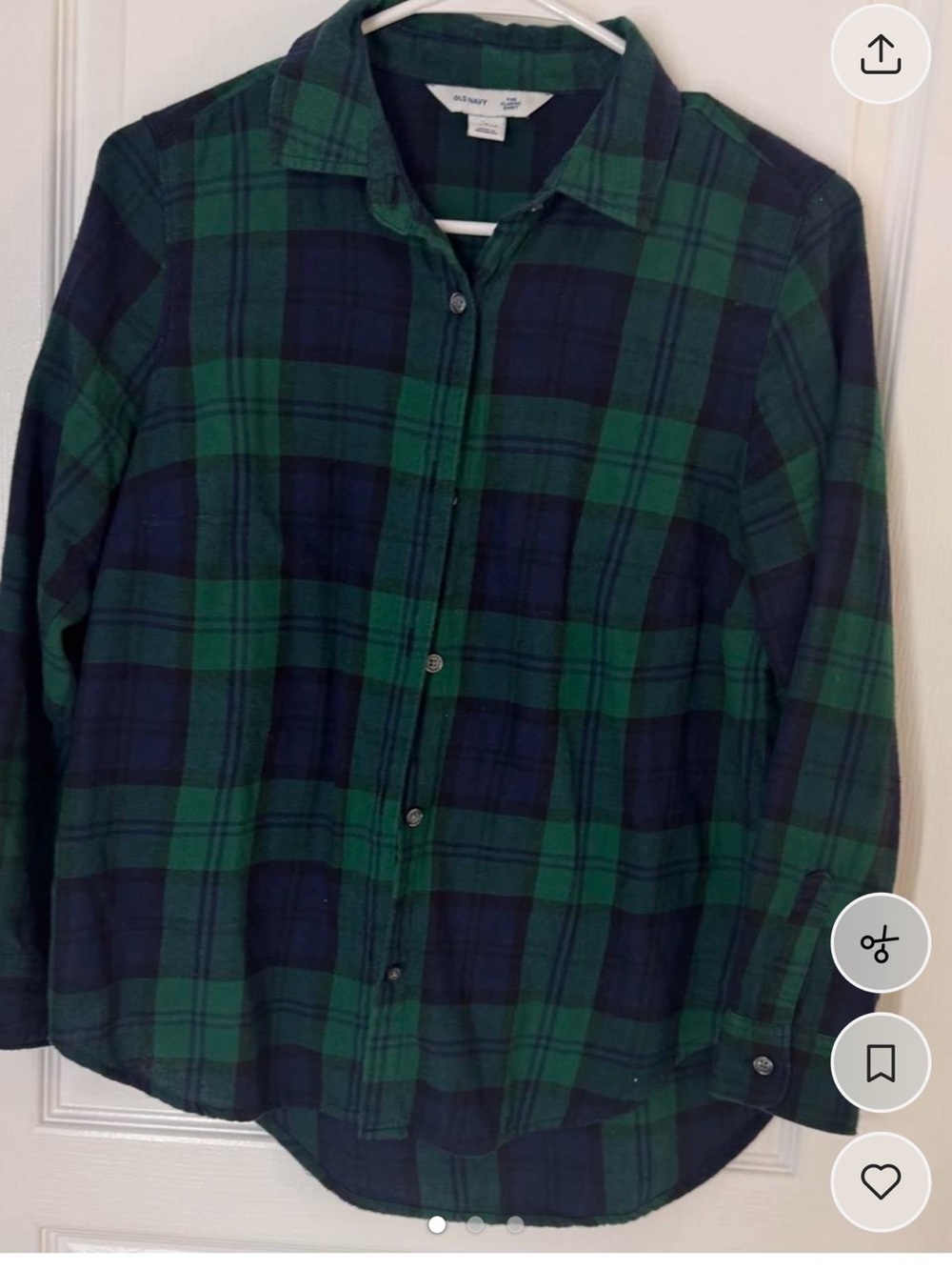 Old Navy Green and Navy Plaid Button-Down Shirt - Men